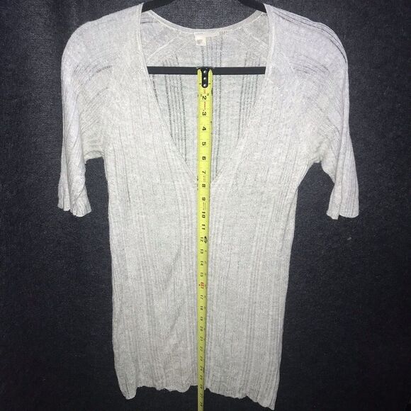 Eileen Fisher Cardigan Petite Small PS Grey Ribbed Lightweight 3/4 Sleeve Linen* - Picture 10 of 11